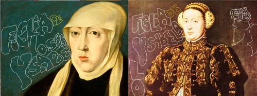 Left: Jan Cornelisz Vermeyen ‘Mary, Queen of Hungary’  Right: Antonis Mor ‘Catherine, Queen of Portugal’ 